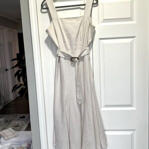 Ann Taylor Beige Striped Midi Dress
